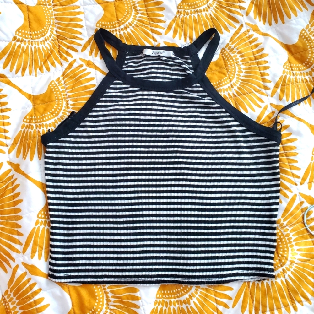 Striped crop tank top